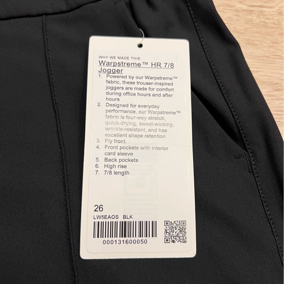Lululemon Warpstreme High-Rise 7/8 Jogger in Black, size 26 - Picture 4 of 4